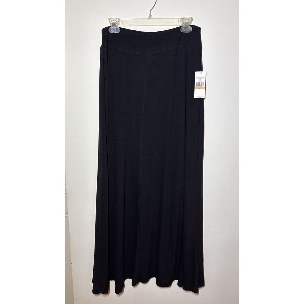 NWT John Paul Richard Black Maxi Skirt S Elastic Waist 30" Knit